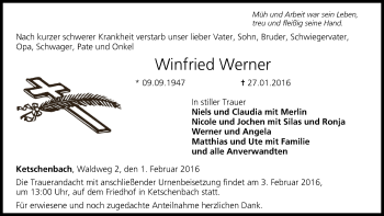 Anzeige von Winfried Werner von MGO