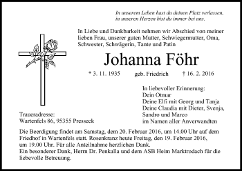 Anzeige von Johanna Föhr von MGO