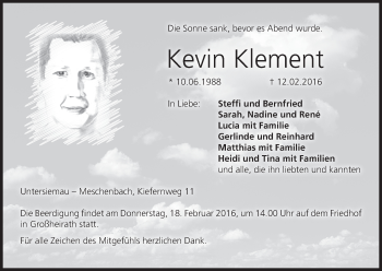 Anzeige von Kevin Klement von MGO