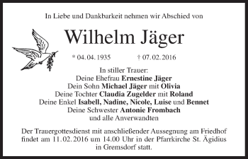 Anzeige von Wilhelm Jäger von MGO