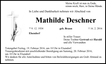 Anzeige von Mathilde Deschner von MGO