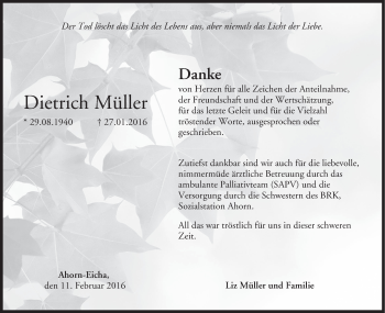 Anzeige von Dietrich Müller von MGO