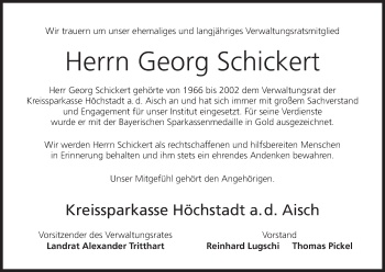 Anzeige von Georg Schickert von MGO