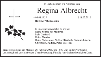 Anzeige von Regina Albrecht von MGO