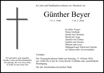 Anzeige von Günther Beyer von MGO