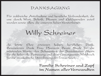 Anzeige von Willy Schreiner von MGO