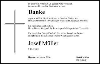 Anzeige von Josef Müller von MGO