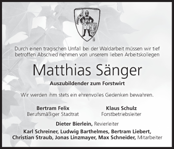 Anzeige von Matthias Sänger von MGO Anzeige von Matthias Sänger von MGO
