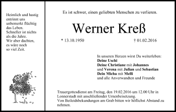 Anzeige von Werner Kreß von MGO