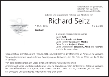 Anzeige von Richard Seitz von MGO