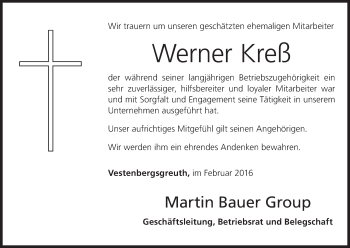 Anzeige von Werner Kreß von MGO