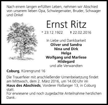 Anzeige von Ernst Ritz von MGO