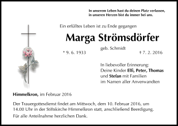Anzeige von Marga Strömsdörfer von MGO