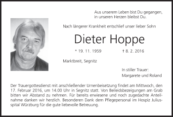 Anzeige von Dieter Hoppe von MGO