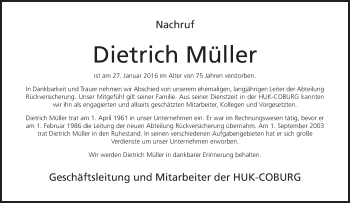 Anzeige von Dietrich Müller von MGO