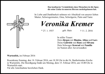 Anzeige von Veronika Kremer von MGO