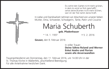 Anzeige von Maria Schuberth von MGO