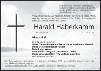 Anzeige von Harald Haberkamm von MGO