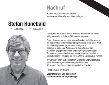 Anzeige von Stefan Hunebald von MGO