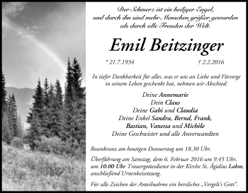 Anzeige von Emil Beitzinger von MGO