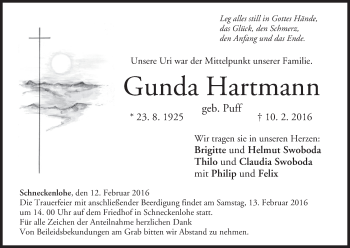 Anzeige von Gunda Hartmann von MGO