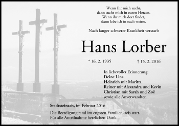 Anzeige von Hans Lorber von MGO