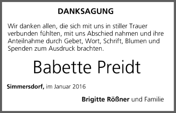 Anzeige von Babette Preidt von MGO