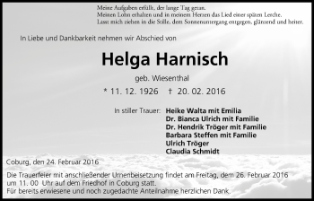 Anzeige von Helga Harnisch von MGO