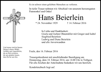 Anzeige von Hans Beierlein von MGO