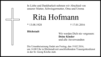 Anzeige von Rita Hofmann von MGO