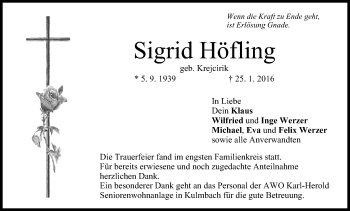 Anzeige von Sigrid Höfling von MGO