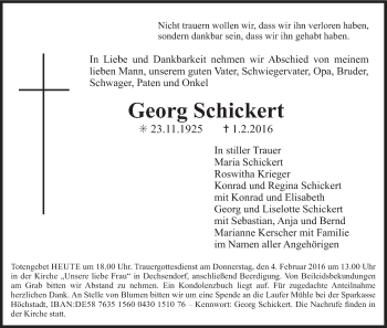 Anzeige von Georg Schickert von MGO