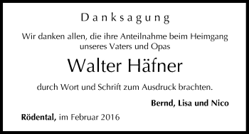 Anzeige von Walter Häfner von MGO