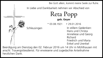 Anzeige von Reta Popp von MGO