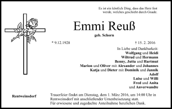 Anzeige von Emmi Reuß von MGO