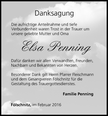 Anzeige von Elsa Penning von MGO