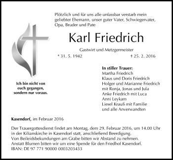 Anzeige von Karl Friedrich von MGO