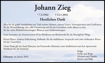 Anzeige von Johann Zieg von MGO