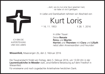 Anzeige von Kurt Loris von MGO