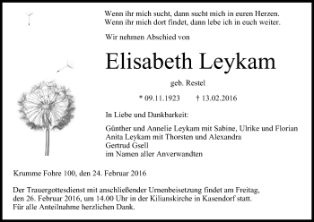 Anzeige von Elisabeth Leykam von MGO