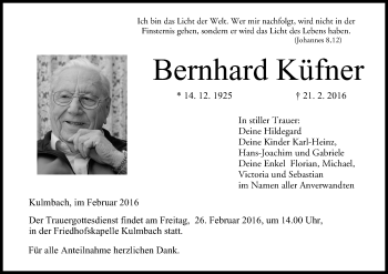 Anzeige von Bernhard Küfner von MGO