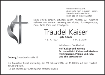 Anzeige von Traudel Kaiser von MGO