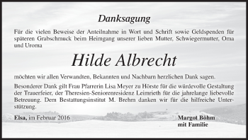 Anzeige von Hilde Albrecht von MGO