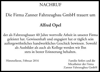 Anzeige von Alfred Opel von MGO