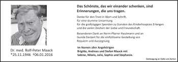 Anzeige von Rolf-Peter Maack von MGO