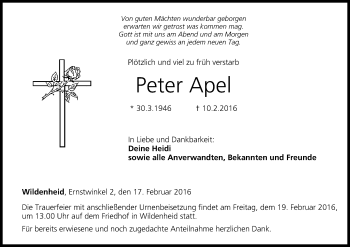 Anzeige von Peter Apel von MGO