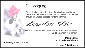 Anzeige von Hannelore Glatz von MGO