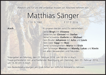 Anzeige von Matthias Sänger von MGO Anzeige von Matthias Sänger von MGO