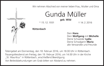 Anzeige von Gunda Müller von MGO