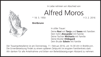 Anzeige von Alfred Moros von MGO